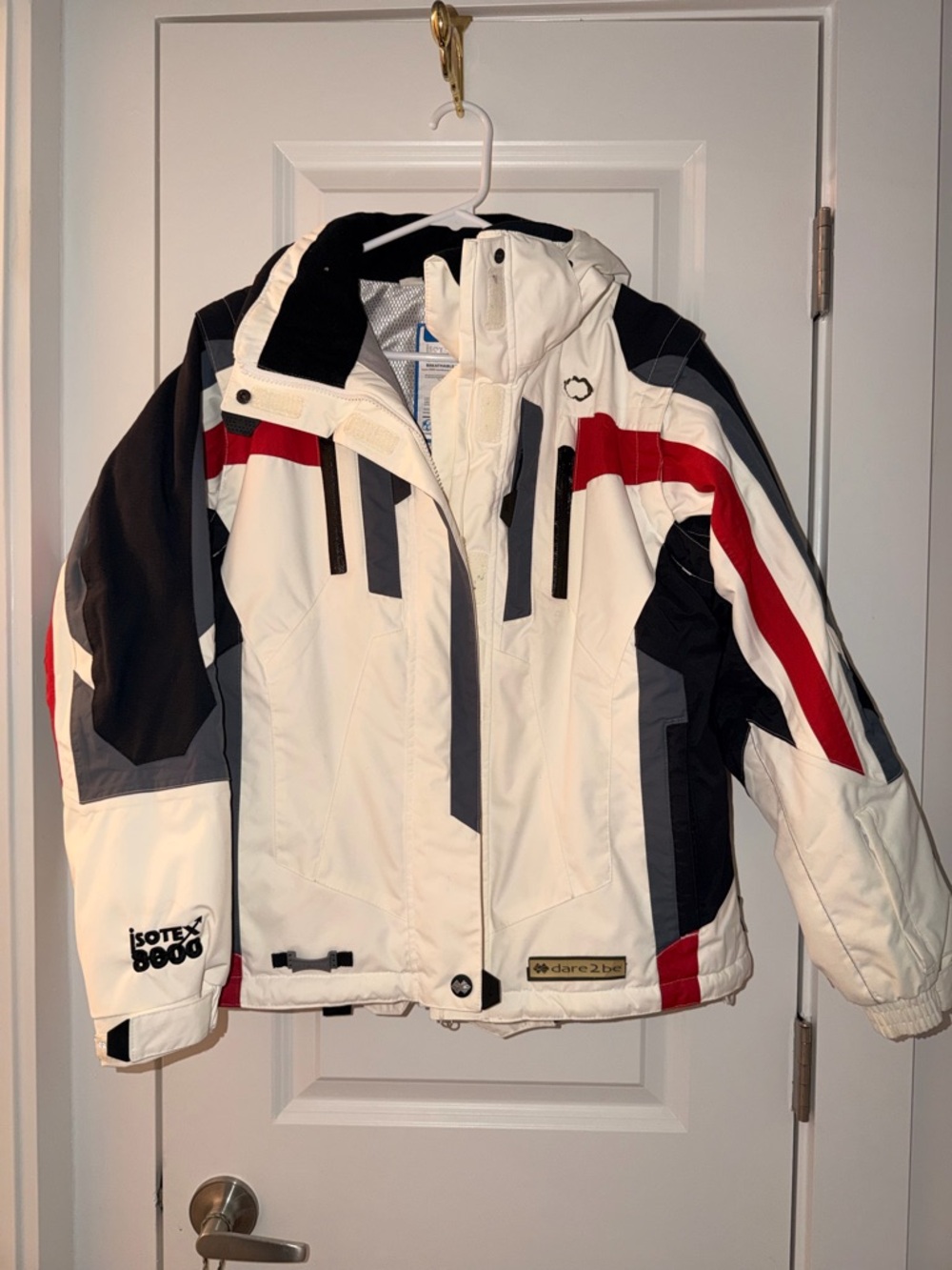 Dare2b Kids White, Black and Red Colorblock Insulated Puffer Jacket